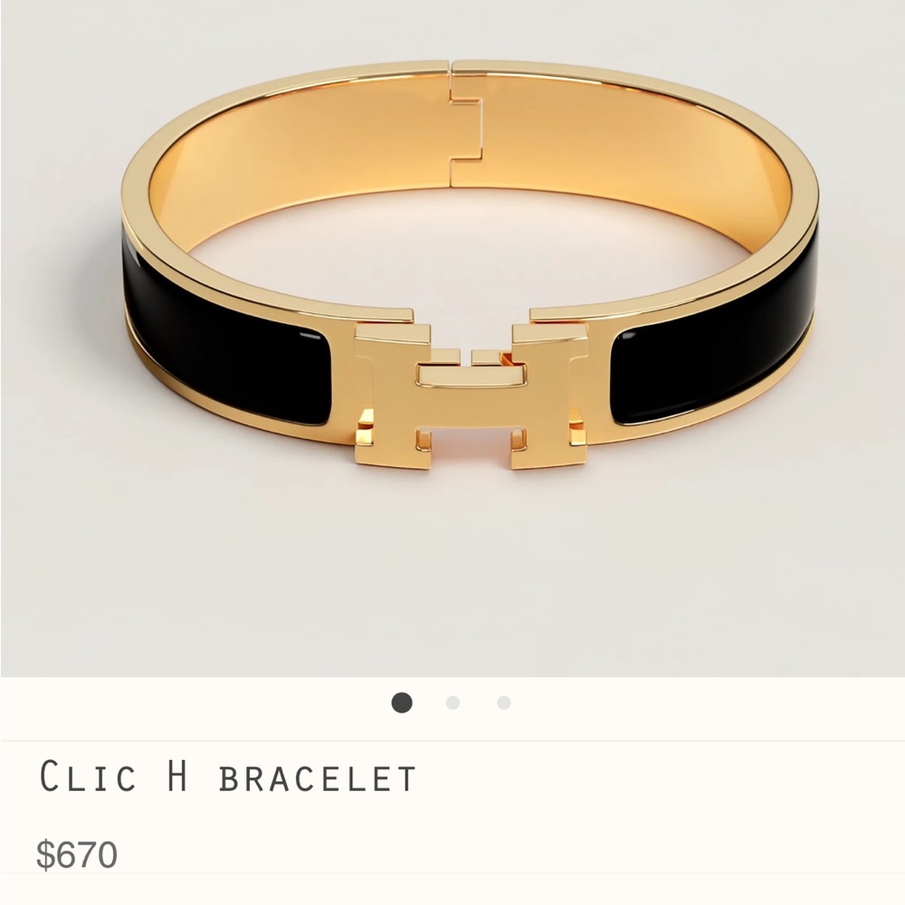Hermes Black And Gold Clic H Bracelet Gem